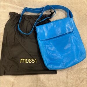 M0851 Blue Leather Crossbody Bag